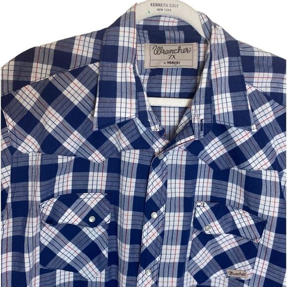 Wrangler Retro Short Sleeve Pearl Snap Plaid Casual Western Shirt Men’s Sz 2XL - Picture 2 of 4